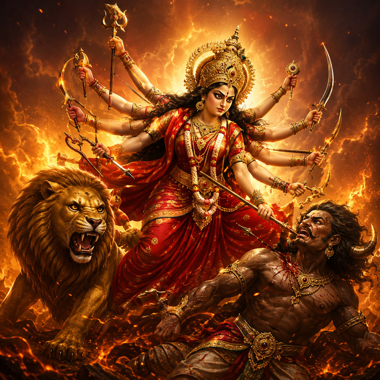 Battle-with-Mahishasura-of-Vindhyachal-Temple
